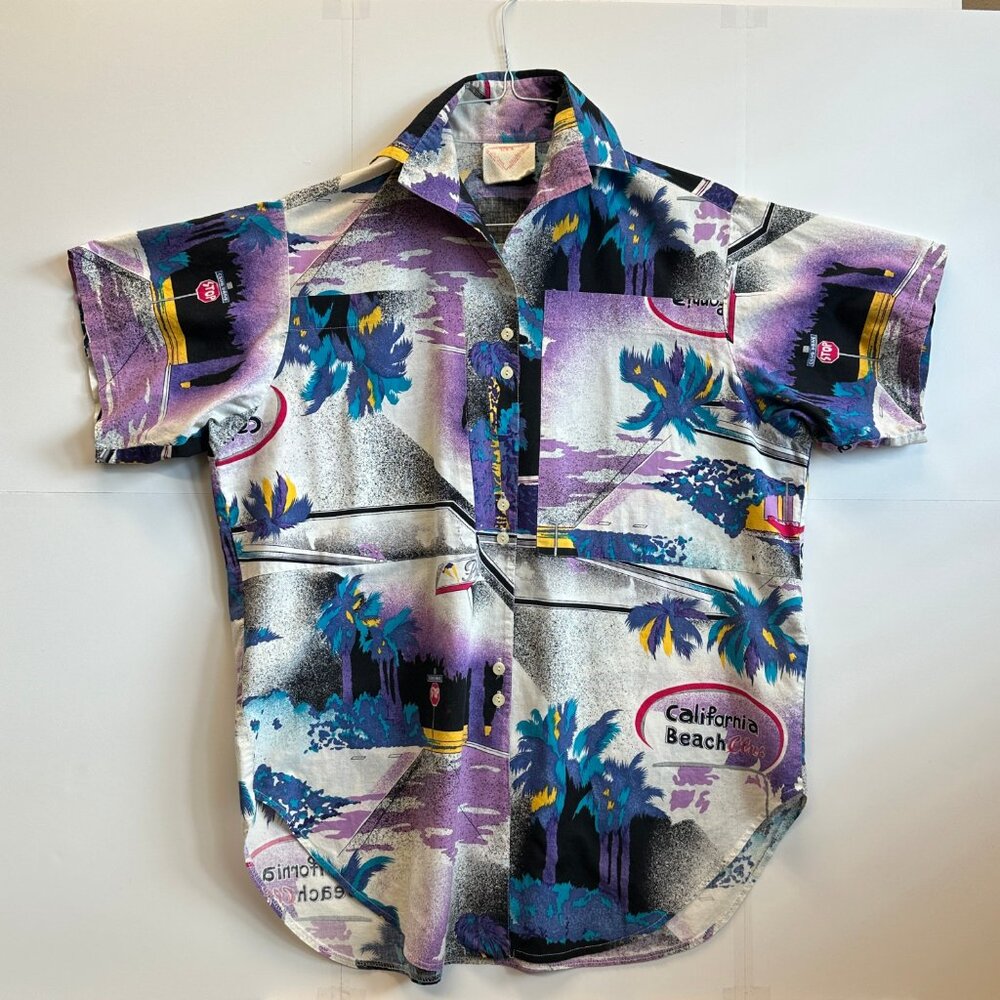Guess Vintage California Beach Club Shirt 90s Palm Tree Surf Style XL - Picture 2 of 7